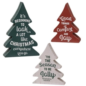 *3/Set Christmas Carol Wooden Trees