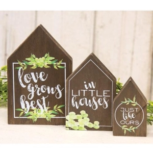 *3/Set Love Grows Best In Little Houses Blocks