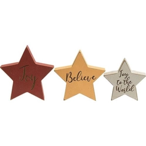 *3/Set Reversible Christmas Words Chunky Star Sitters