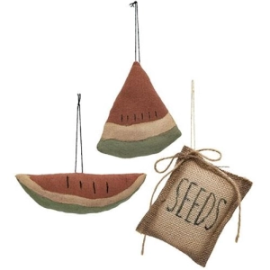 *3/Set Watermelon Slices & Seeds Ornaments