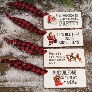 *4/Set Christmas Present Wooden Gift Tags