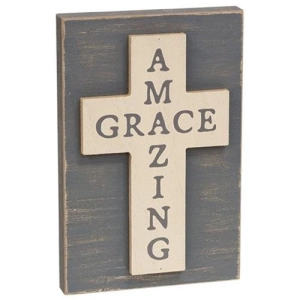*Amazing Grace Layered Wooden Cross Block