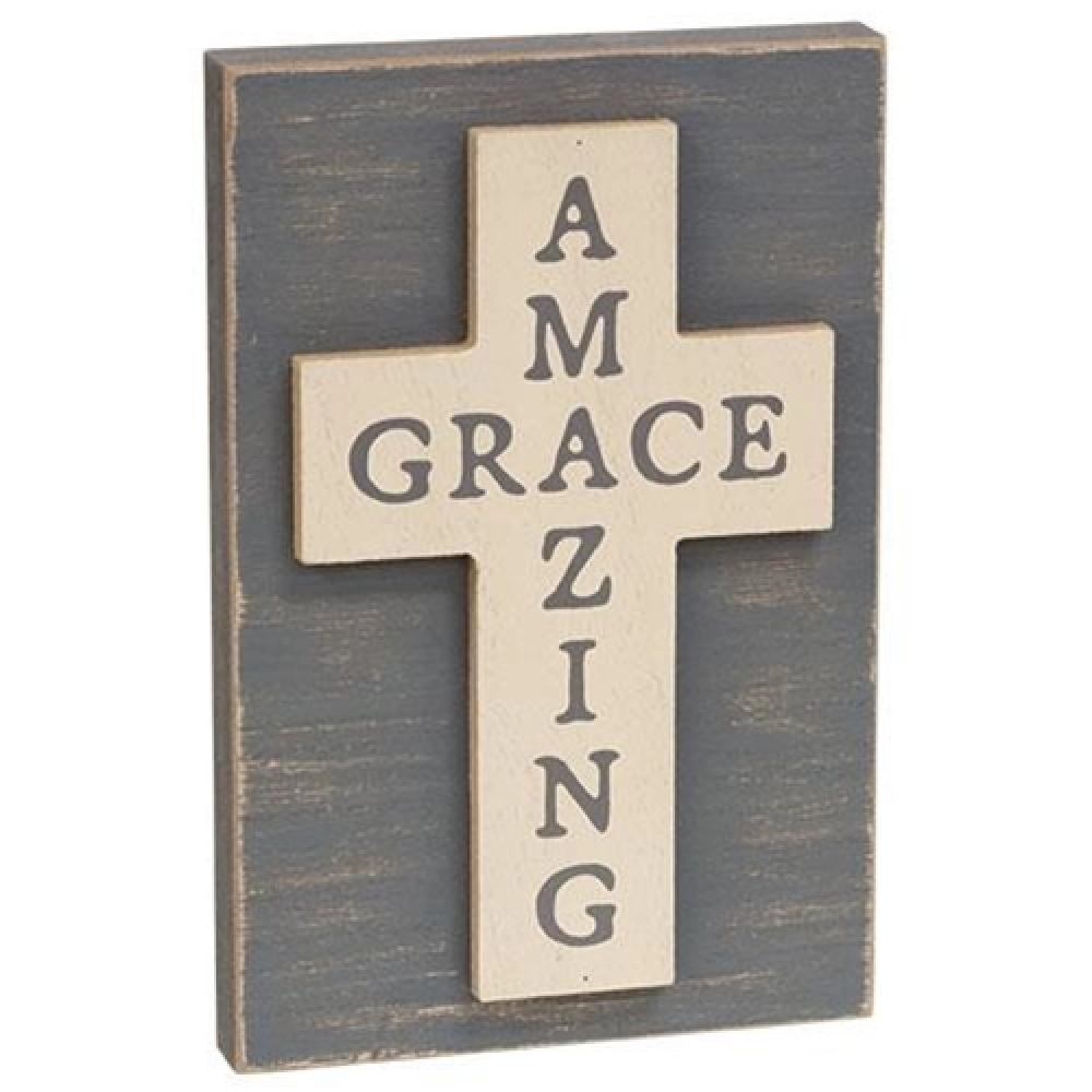 *Amazing Grace Layered Wooden Cross Block