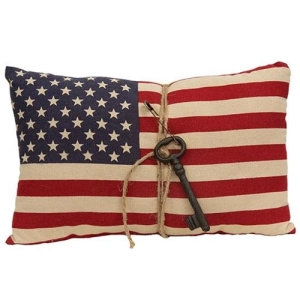 *American Flag Pillow w/ Antiqued Key
