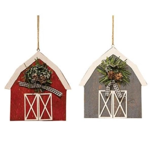 *Barn w/Wreath Ornament 2 Asstd.