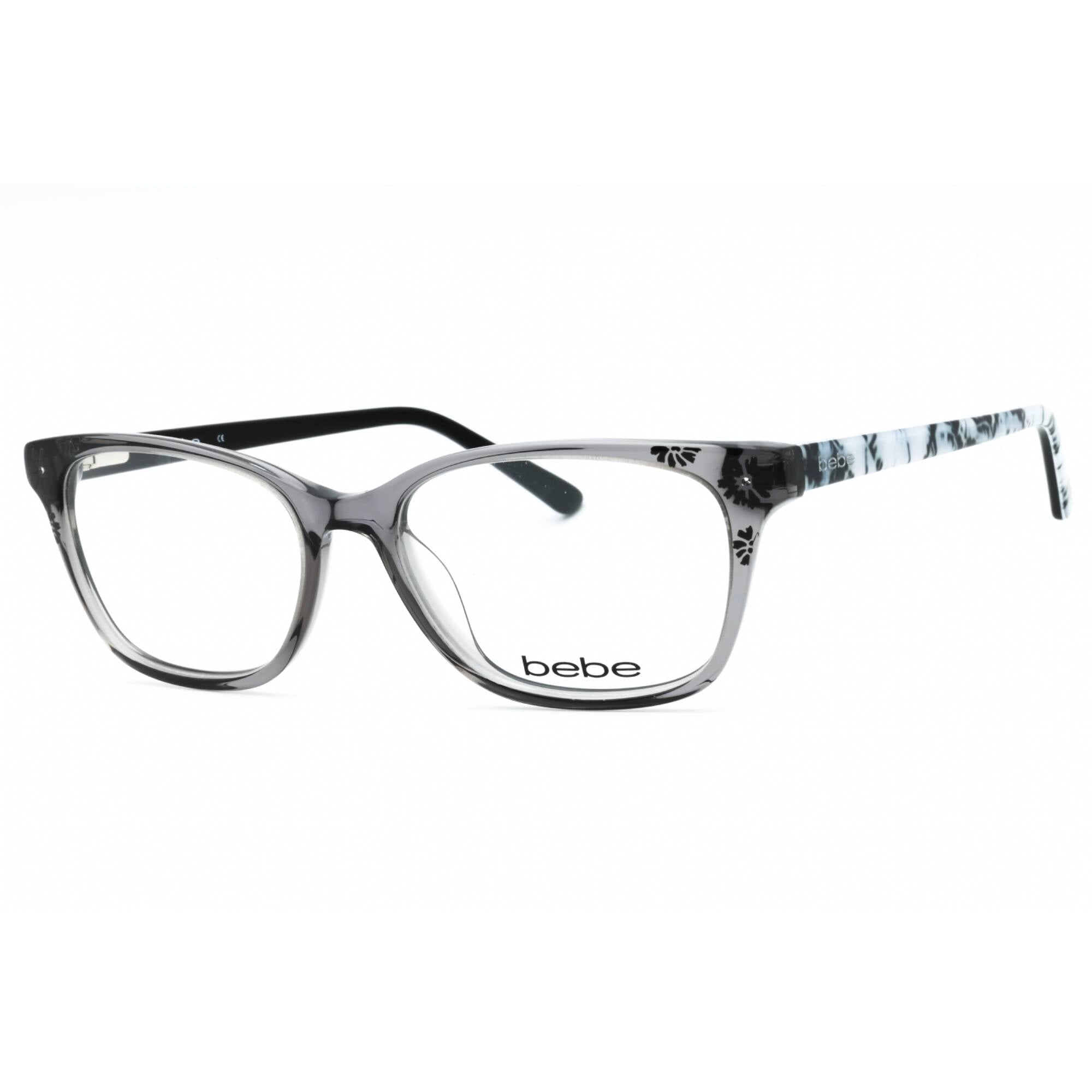 Bebe Women's Eyeglasses - Grey Crystal Acetate Full Rim Rectangular Frame | BB5163 001