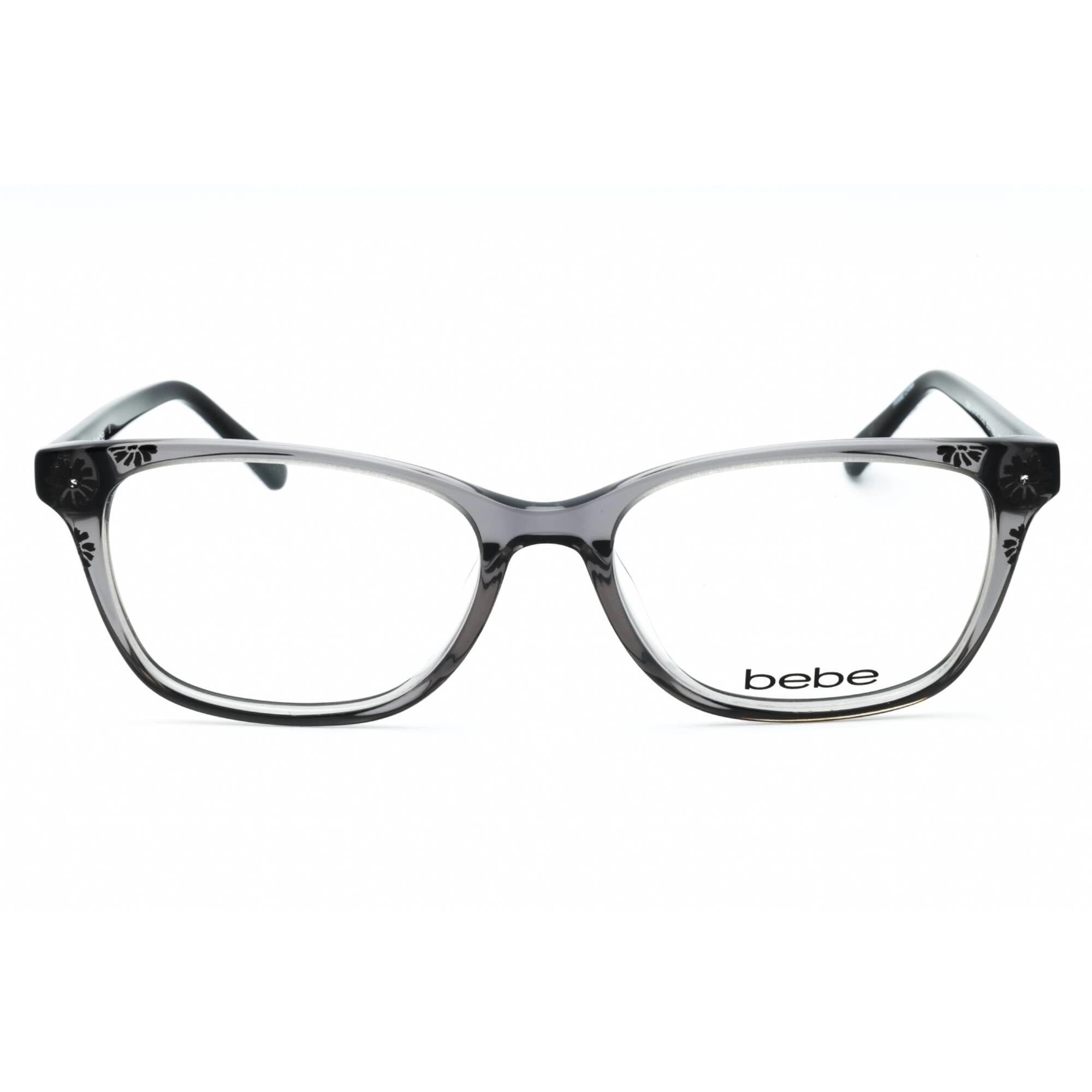 Bebe Women's Eyeglasses - Grey Crystal Acetate Full Rim Rectangular Frame | BB5163 001