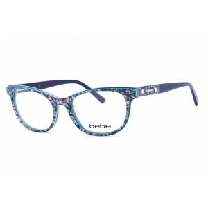 Bebe Women's Eyeglasses - Navy Floral Rectangular Shape Frame Clear Lens | BB5198 400