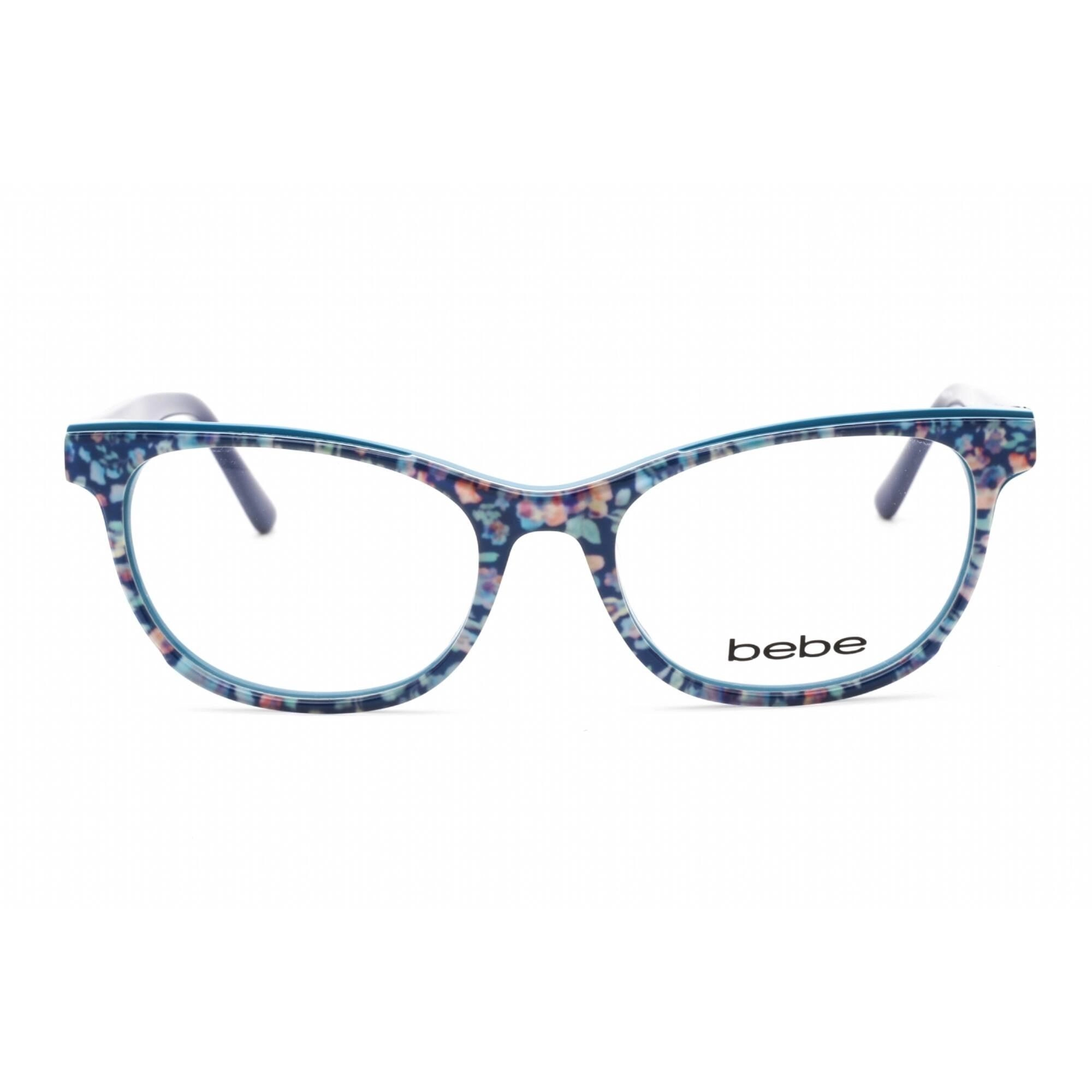 Bebe Women's Eyeglasses - Navy Floral Rectangular Shape Frame Clear Lens | BB5198 400