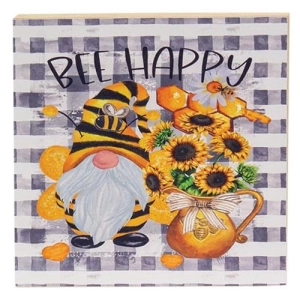 *Bee Happy Bumblebee Gnome Square Block