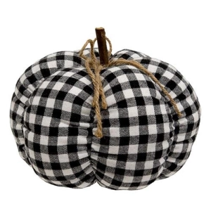 *Black & White Buffalo Check Stuffed Felt Pumpkin 8"