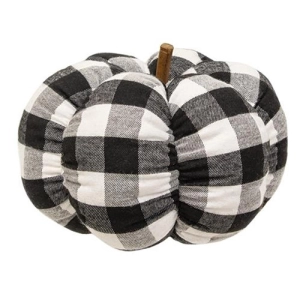 *Black & White Buffalo Check Stuffed Pumpkin 8"