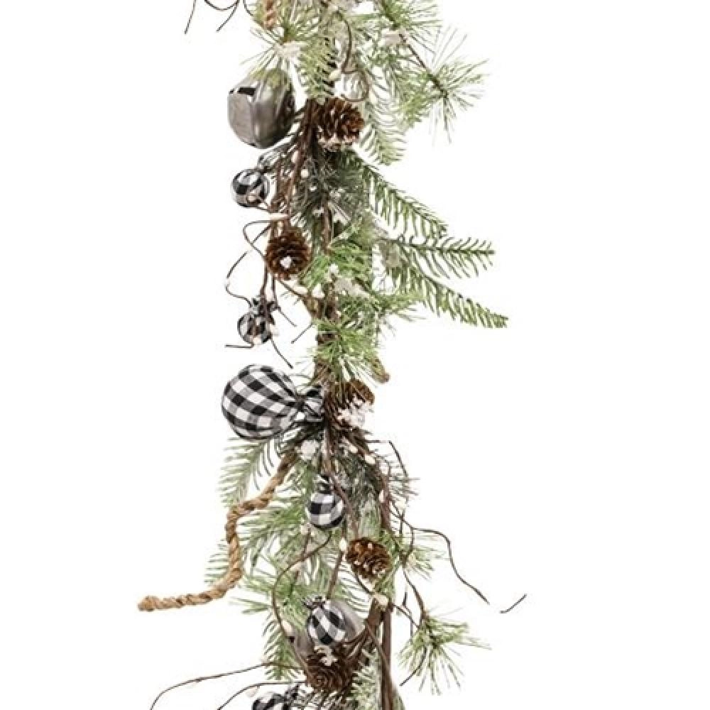 *Black & White Country Gingham Bells Garland