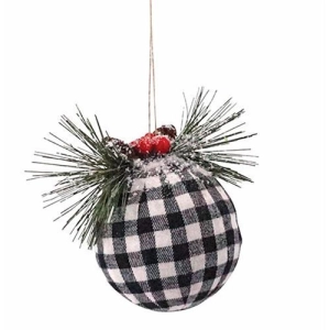 *Black/White Plaid Ball Ornament