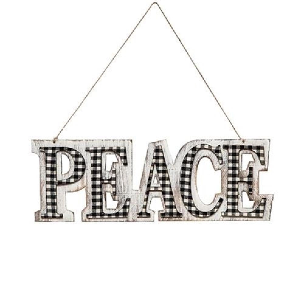 *Black/White Plaid PEACE Hanger