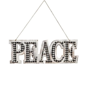 *Black/White Plaid PEACE Hanger
