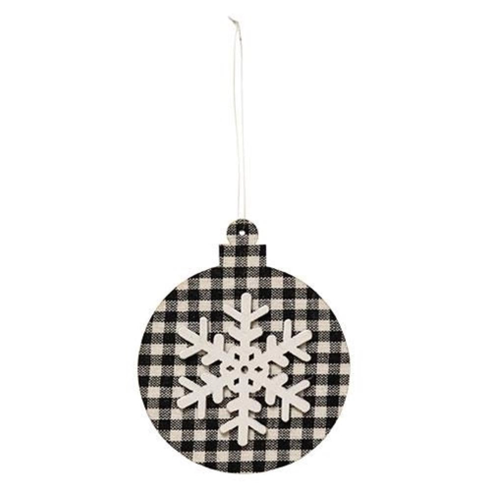*Black/White Plaid Snowflake Ornament Ball