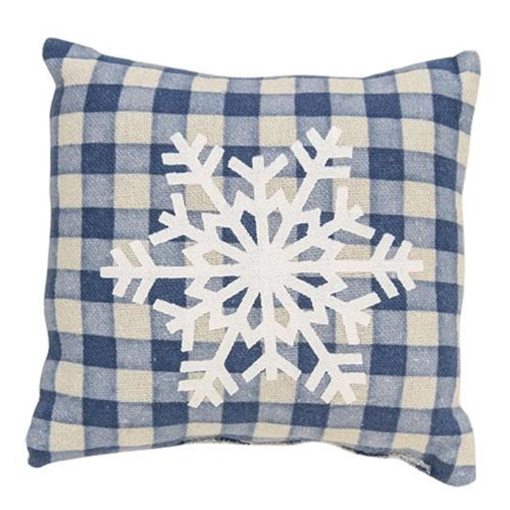 *Blue Check Snowflake Pillow 5"
