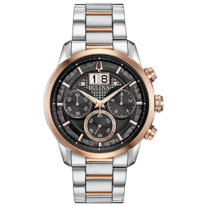 Bulova Men's Chronograph Watch - Classic Grey Dial Two Tone Bracelet | 98B335
