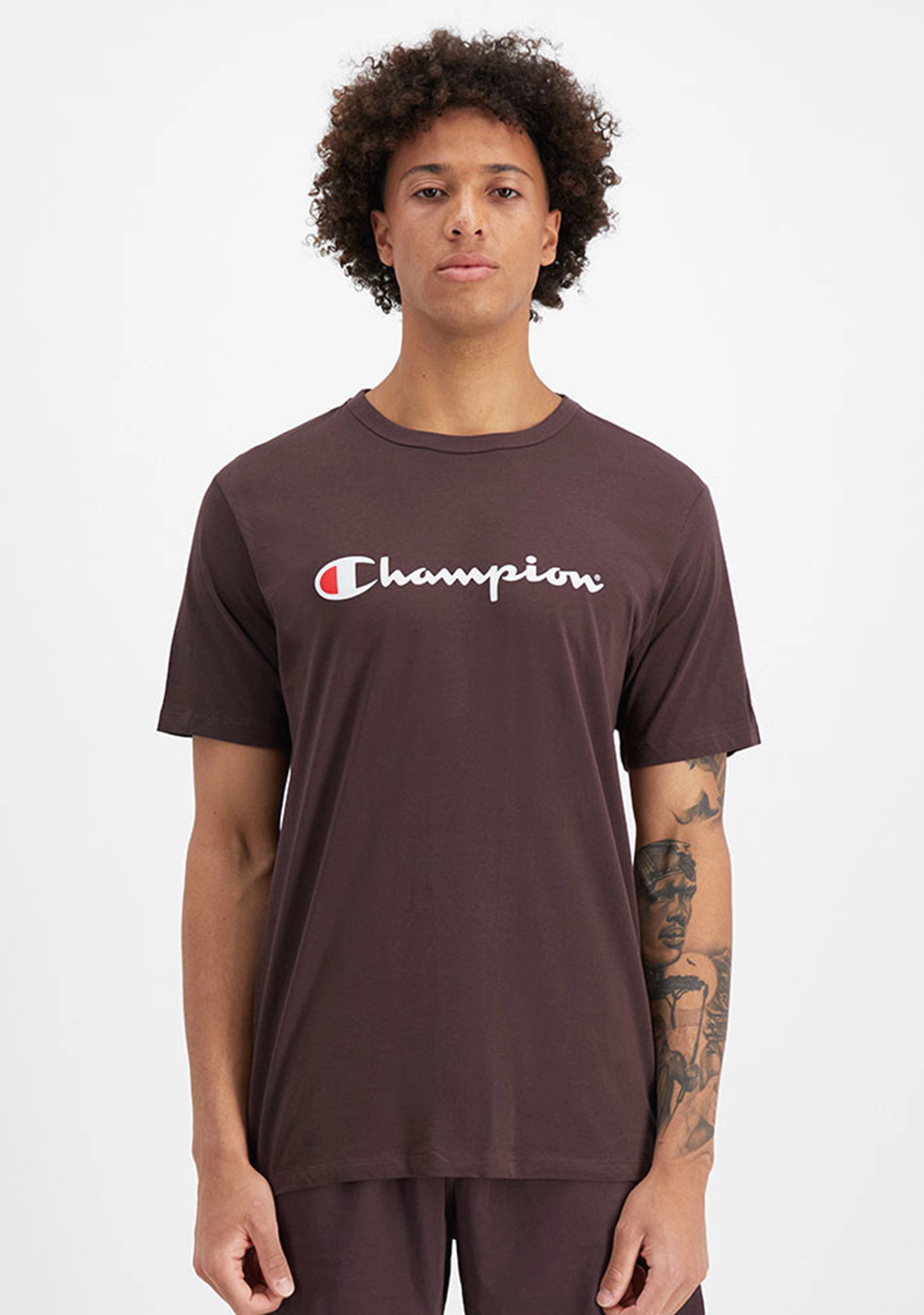 Champion Men's Script Logo Short Sleeve Tee Brown