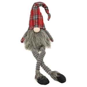 *Dangle Leg Plaid Santa Gnome