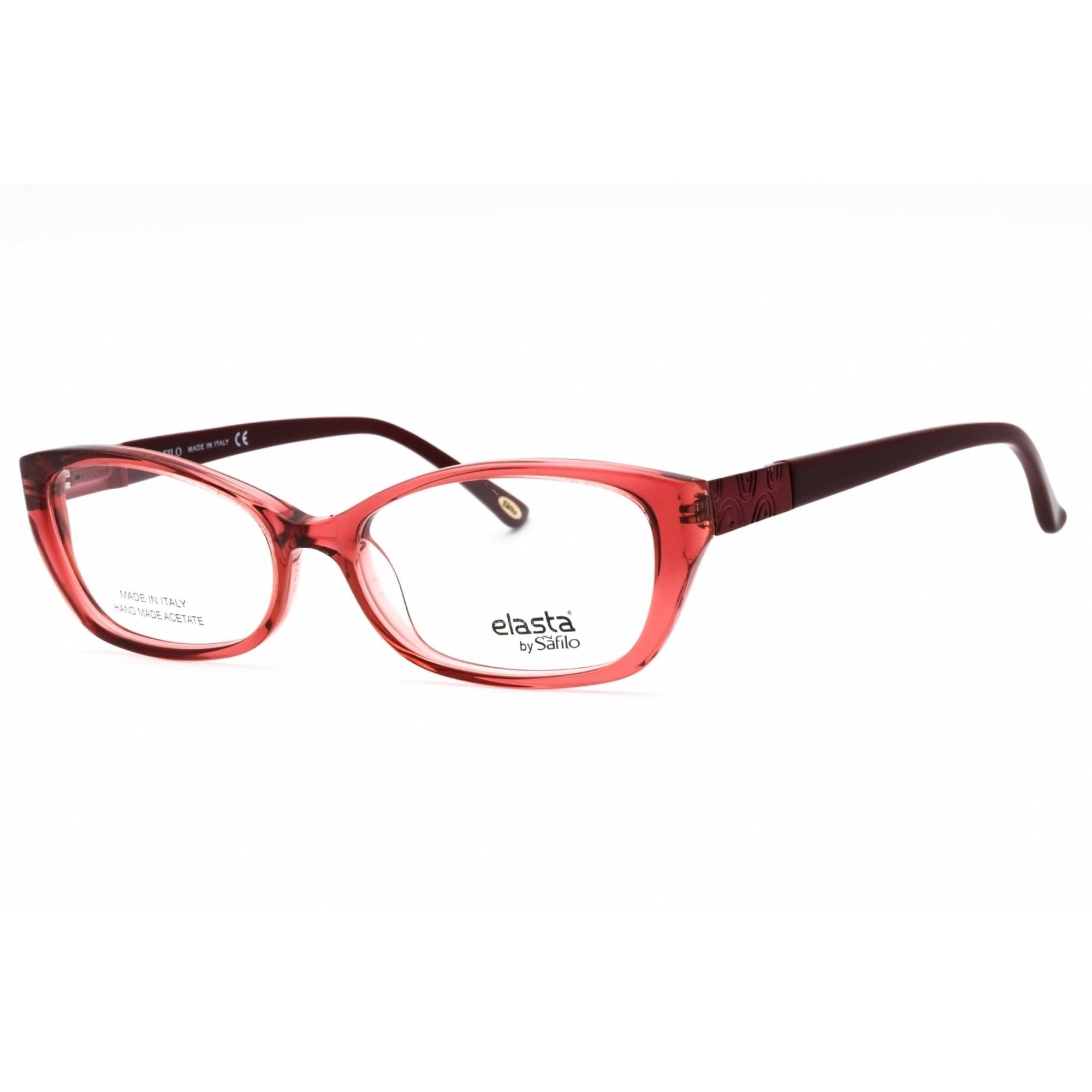 Elasta Women's Eyeglasses - Pink Crystal Plastic Full Rim Rectangular | 5798 0JNW 00