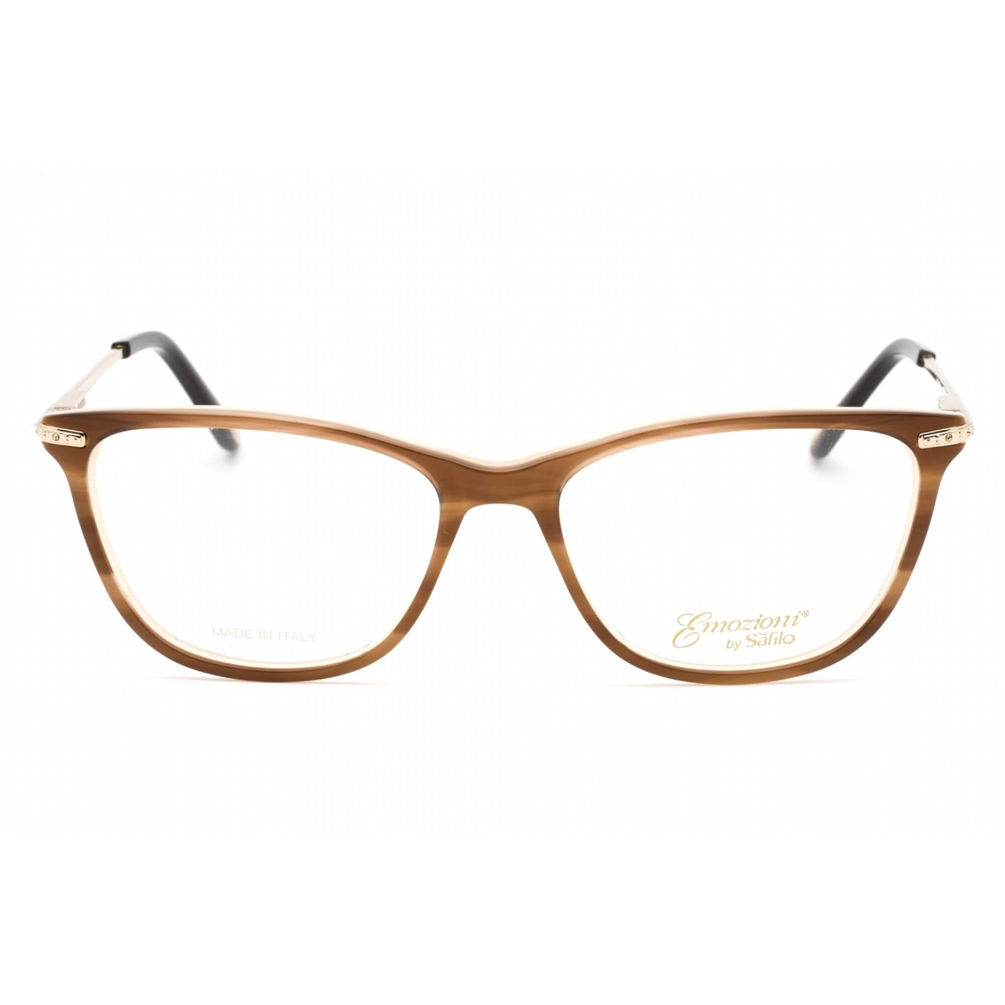 Emozioni Women's Eyeglasses - Brown Horn Cat Eye Full Rim Frame | EM 4056 0EX4 00