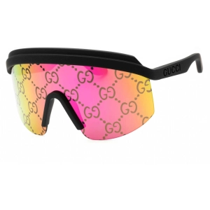 Gucci Women's Sunglasses - Black Shield Half Rim Injected Frame | GG1477S 004
