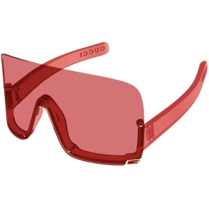 Gucci Women's Sunglasses - Transparent Red Acetate Rimless Shield Frame | GG1631S 001