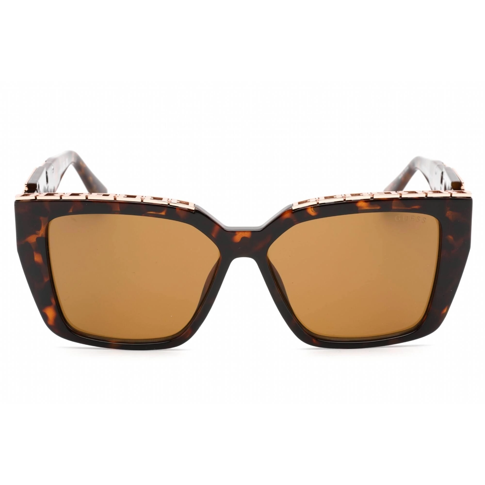 Guess Women's Sunglasses - Full Rim Dark Havana Plastic Rectangular Frame | GU7915 52E