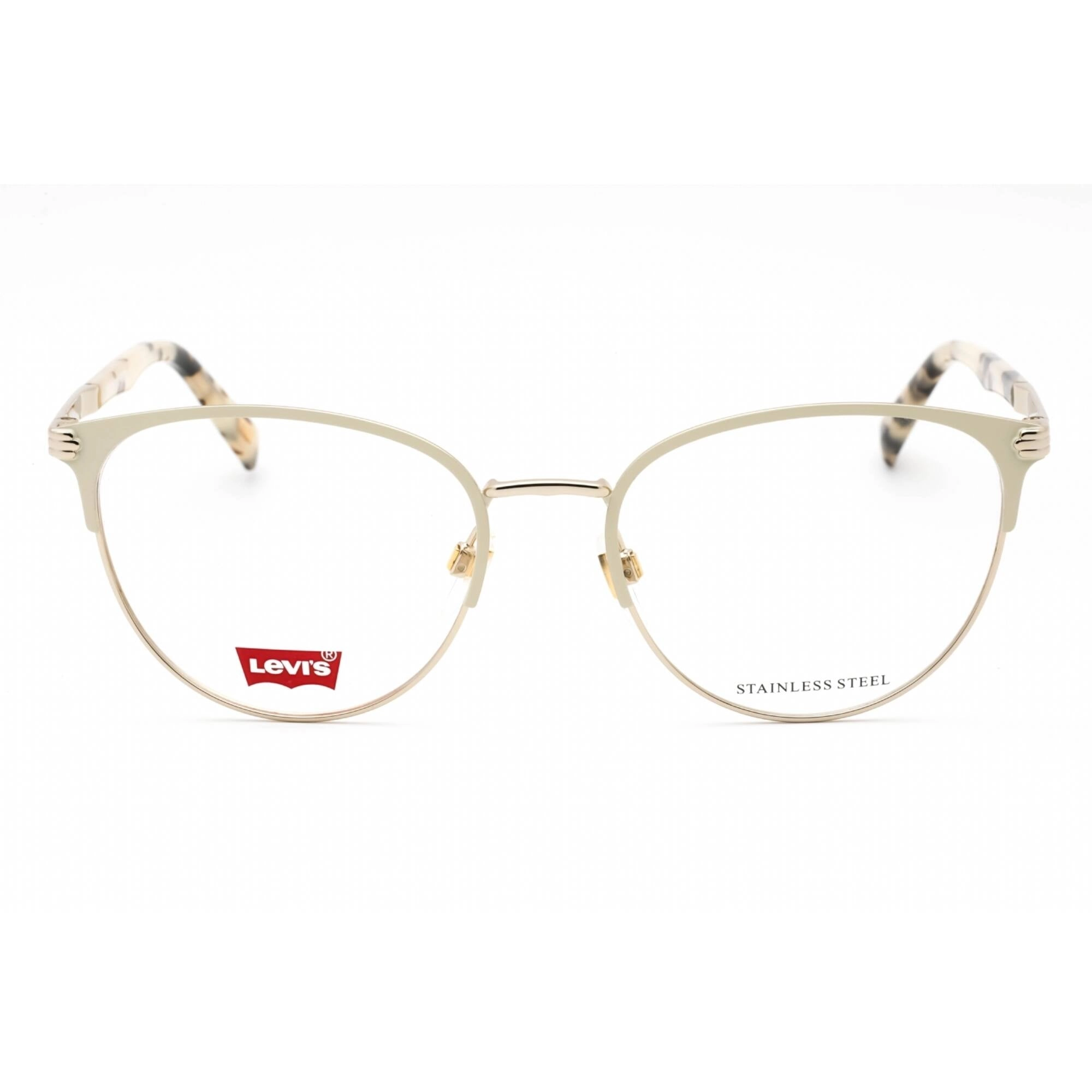 Levi's Women's Eyeglasses - Ivory Gold Metal Cat Eye Full Rim Frame | LV 5036 0IJS 00