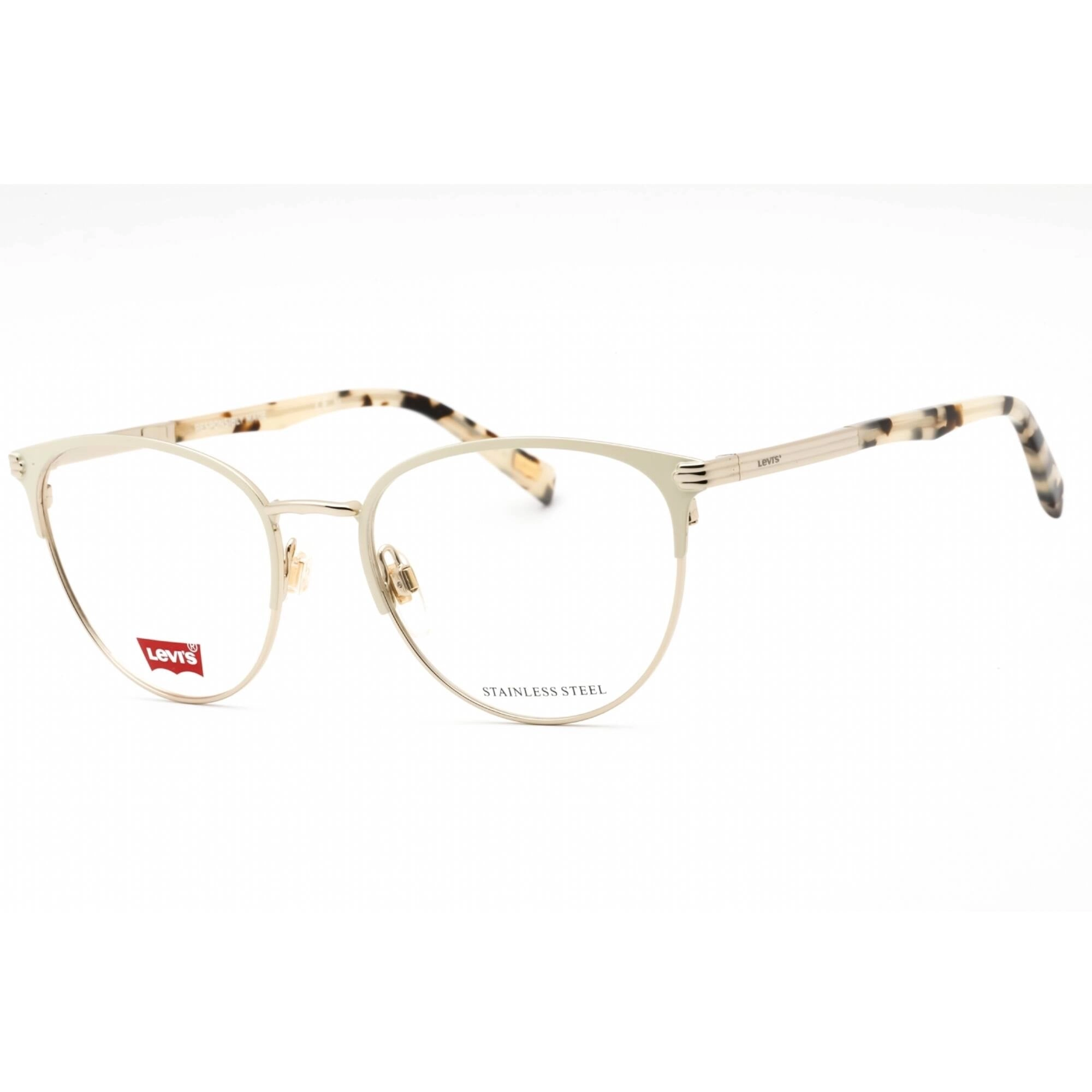 Levi's Women's Eyeglasses - Ivory Gold Metal Cat Eye Full Rim Frame | LV 5036 0IJS 00