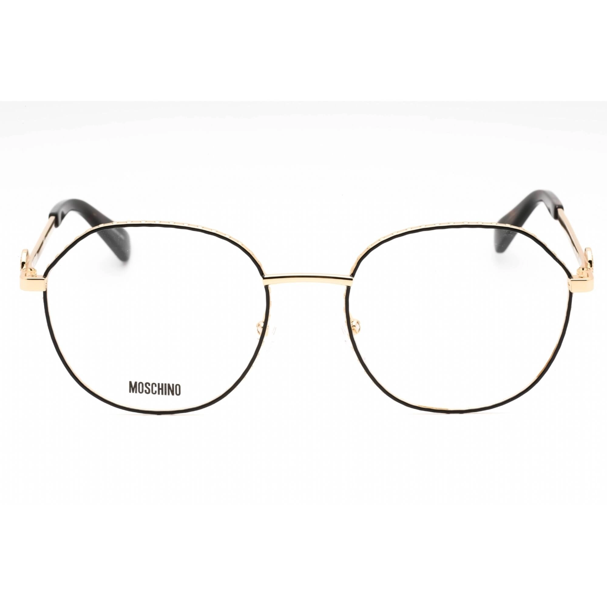 Moschino Women's Eyeglasses - Gold Black Metal Round Full Rim Frame | MOS586 0RHL 00