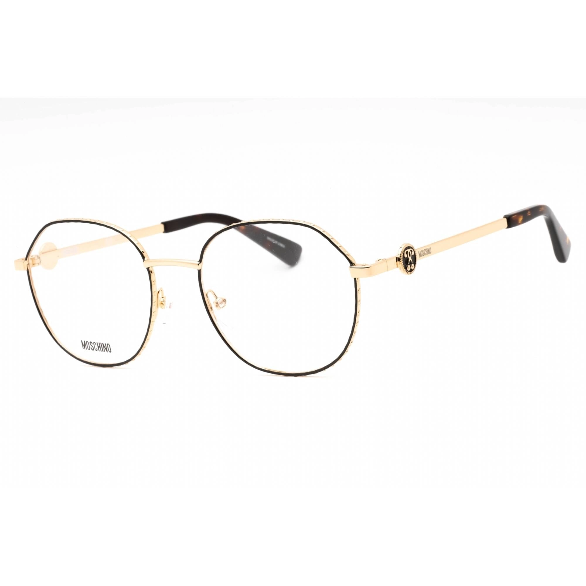 Moschino Women's Eyeglasses - Gold Black Metal Round Full Rim Frame | MOS586 0RHL 00