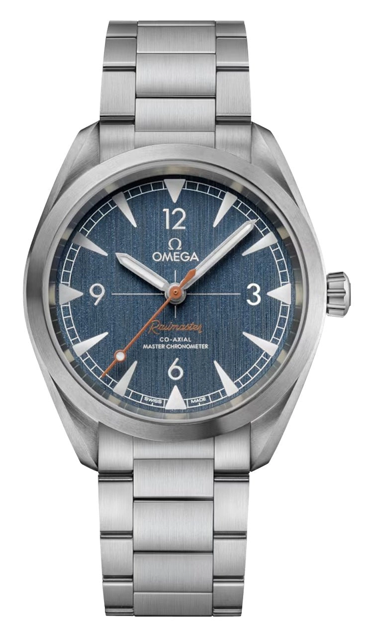 Omega Seamaster Railmaster Automatic Chronometer Stainless Steel Blue Dial Mens Watch 220.10.40.20.03.001