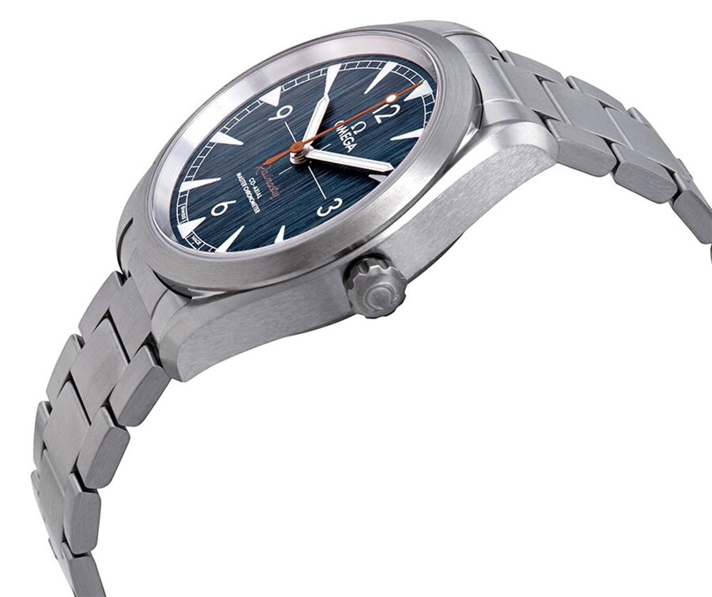 Omega Seamaster Railmaster Automatic Chronometer Stainless Steel Blue Dial Mens Watch 220.10.40.20.03.001