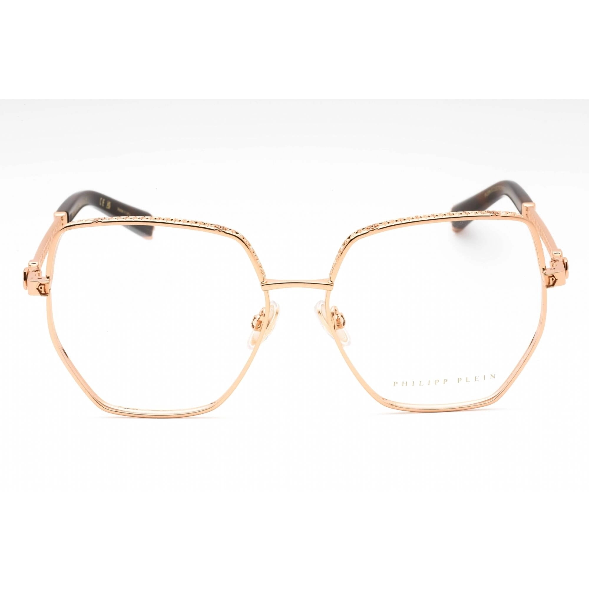 Philipp Plein Women's Eyeglasses - Shiny Copper Gold Metal Geometric | VPP054S 08FC