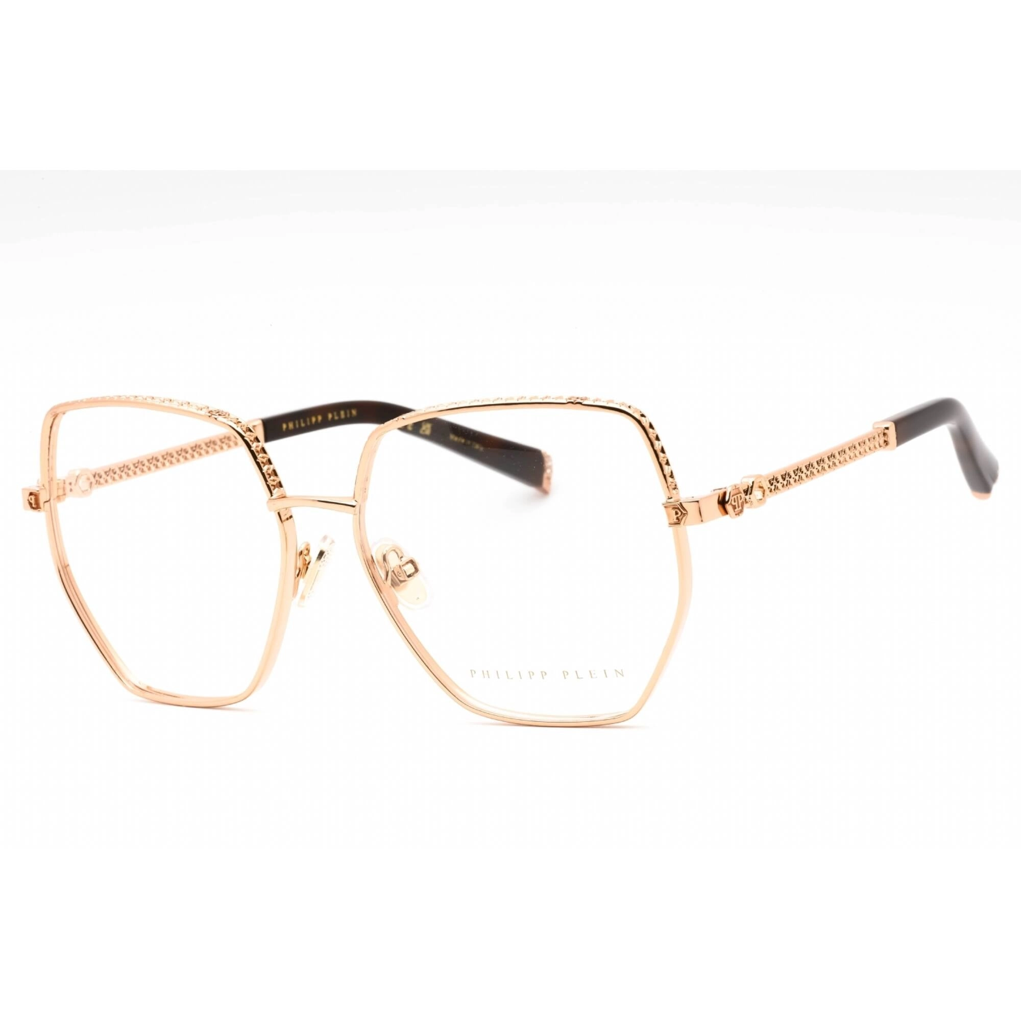 Philipp Plein Women's Eyeglasses - Shiny Copper Gold Metal Geometric | VPP054S 08FC