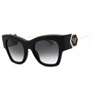 Philipp Plein Women's Sunglasses - Glossy Black Plastic Cat Eye Frame | SPP120M 0700