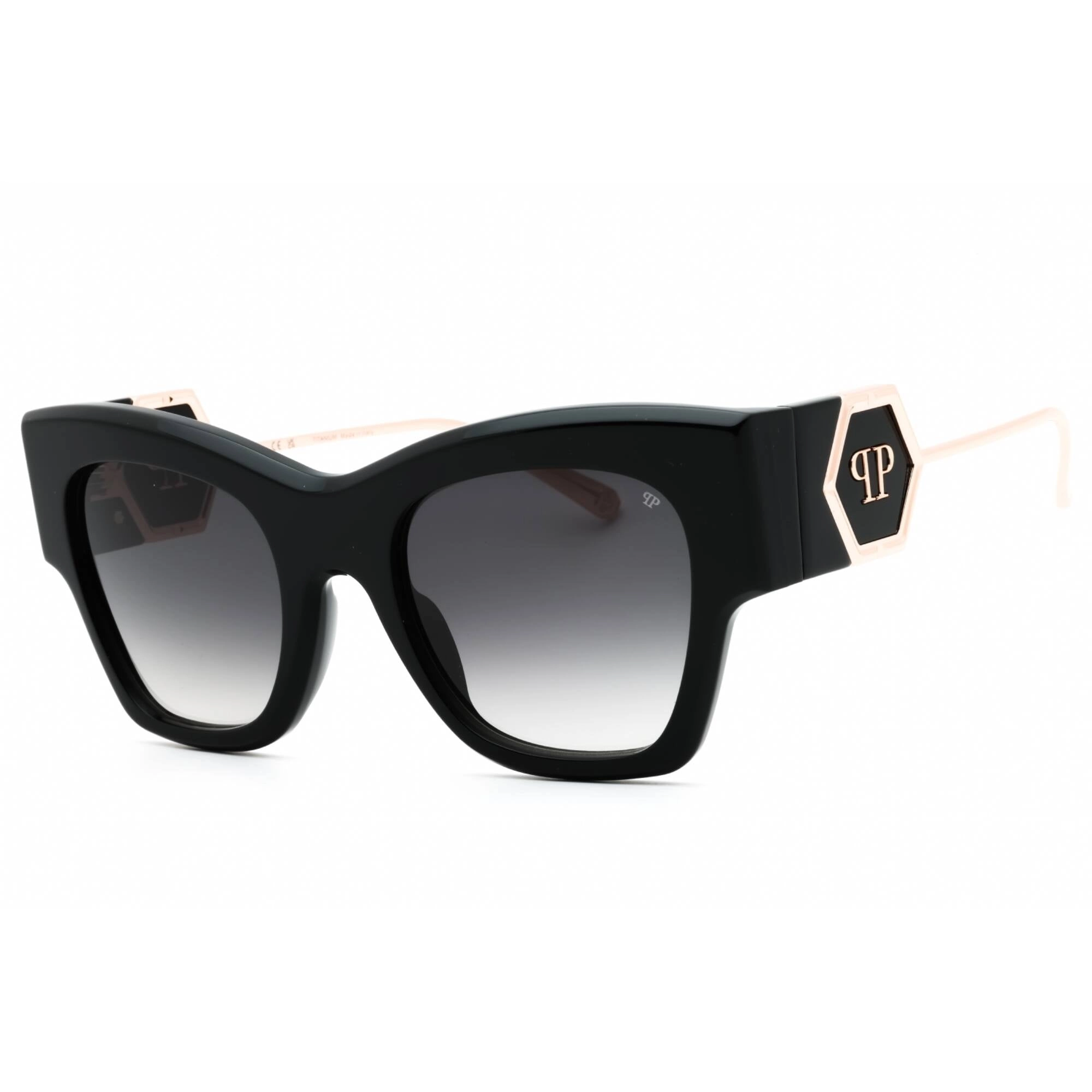 Philipp Plein Women's Sunglasses - Glossy Black Plastic Cat Eye Frame | SPP120M 0700