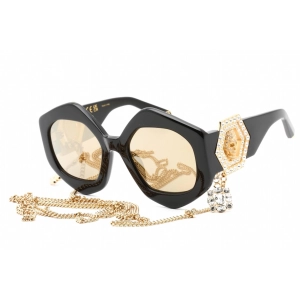 Philipp Plein Women's Sunglasses - Shiny Black Irregular Shape Frame | SPP102S 700G