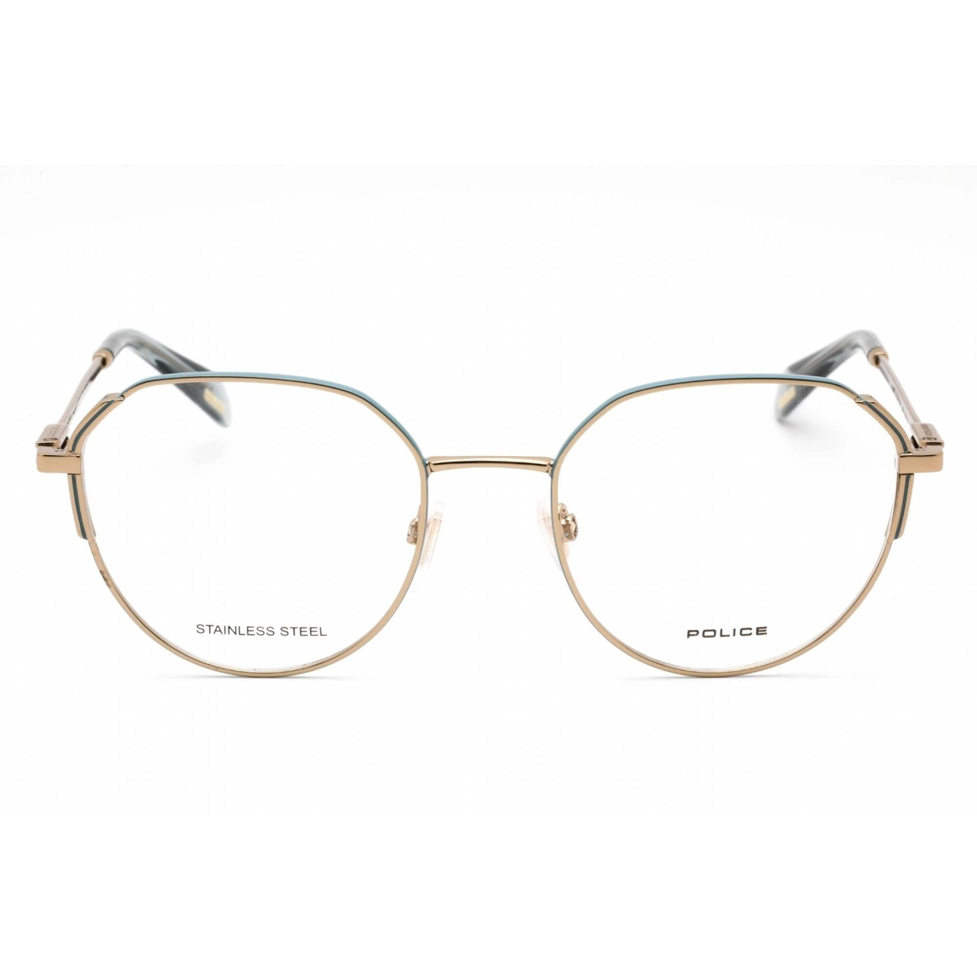 Police Women's Eyeglasses - Shiny Camel Stainless Steel Round Frame | VPLF26M 08MD