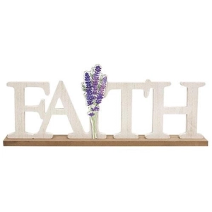*"Faith" & Lavender Wooden Cutout Sitter