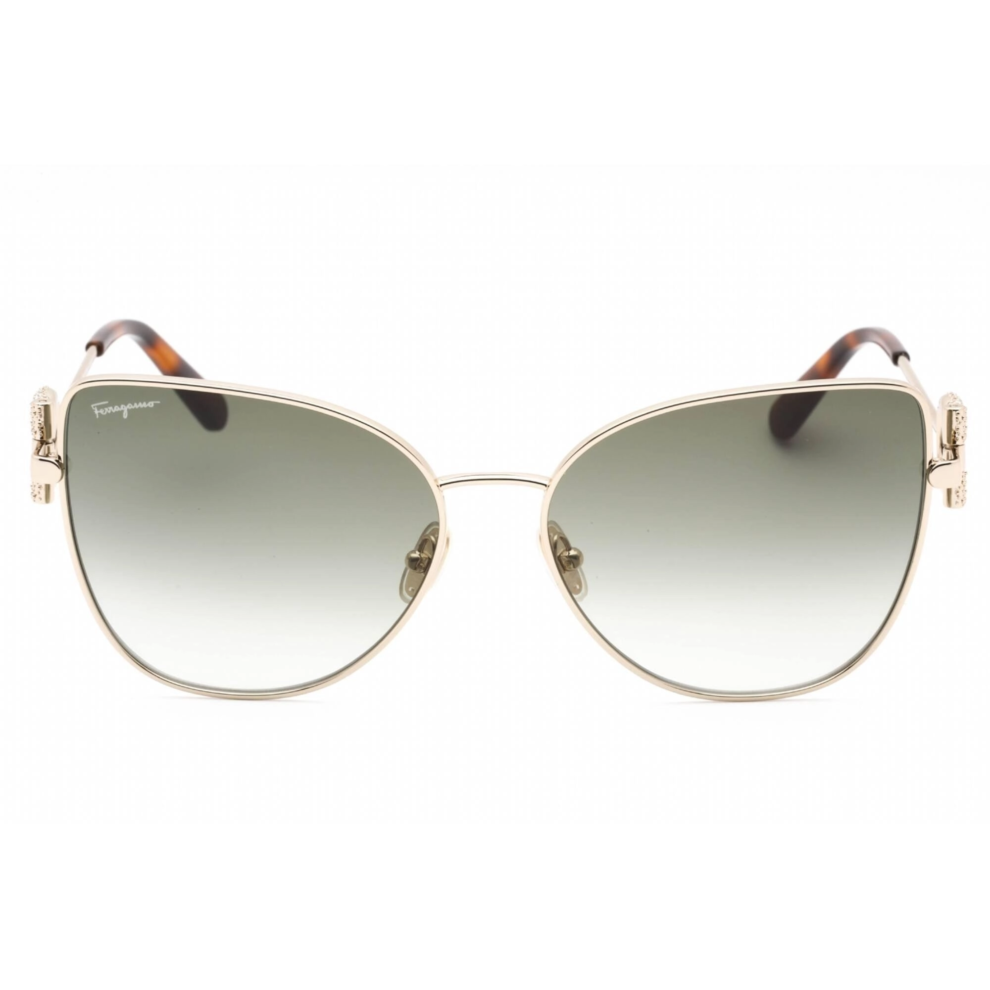 Salvatore Ferragamo Women's Sunglasses - Gold Metal Cat Eye Shape Frame | SF296SR 750
