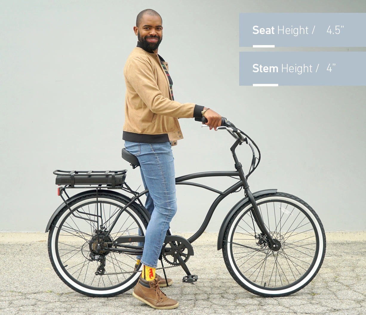sixthreezero Around the Block Men's NEW 26" 500W 7-Speed Beach Cruiser Bicycle with Rear Rack