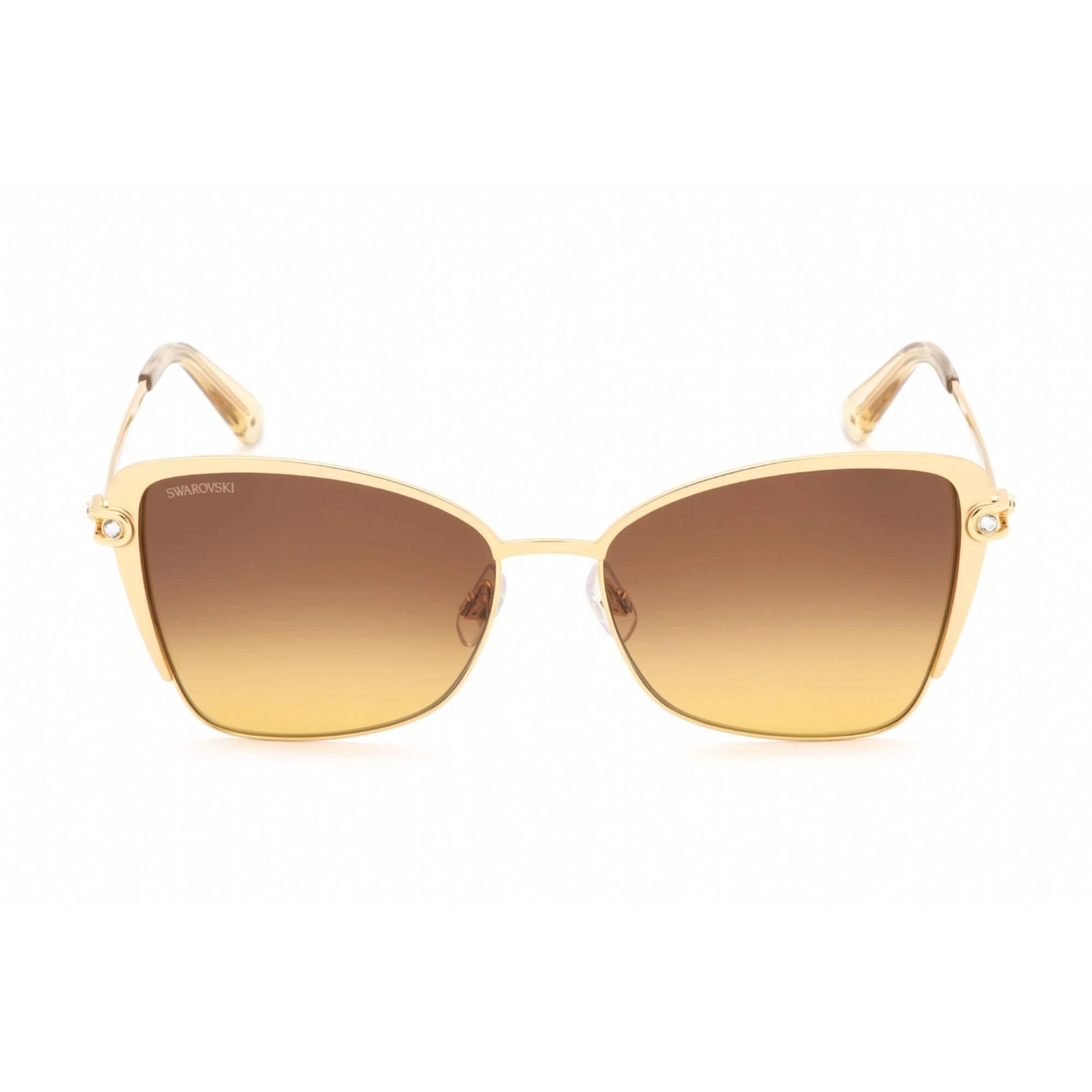 Swarovski Women's Sunglasses - Full Rim Matte Deep Gold Metal Butterfly | SK0314 31F