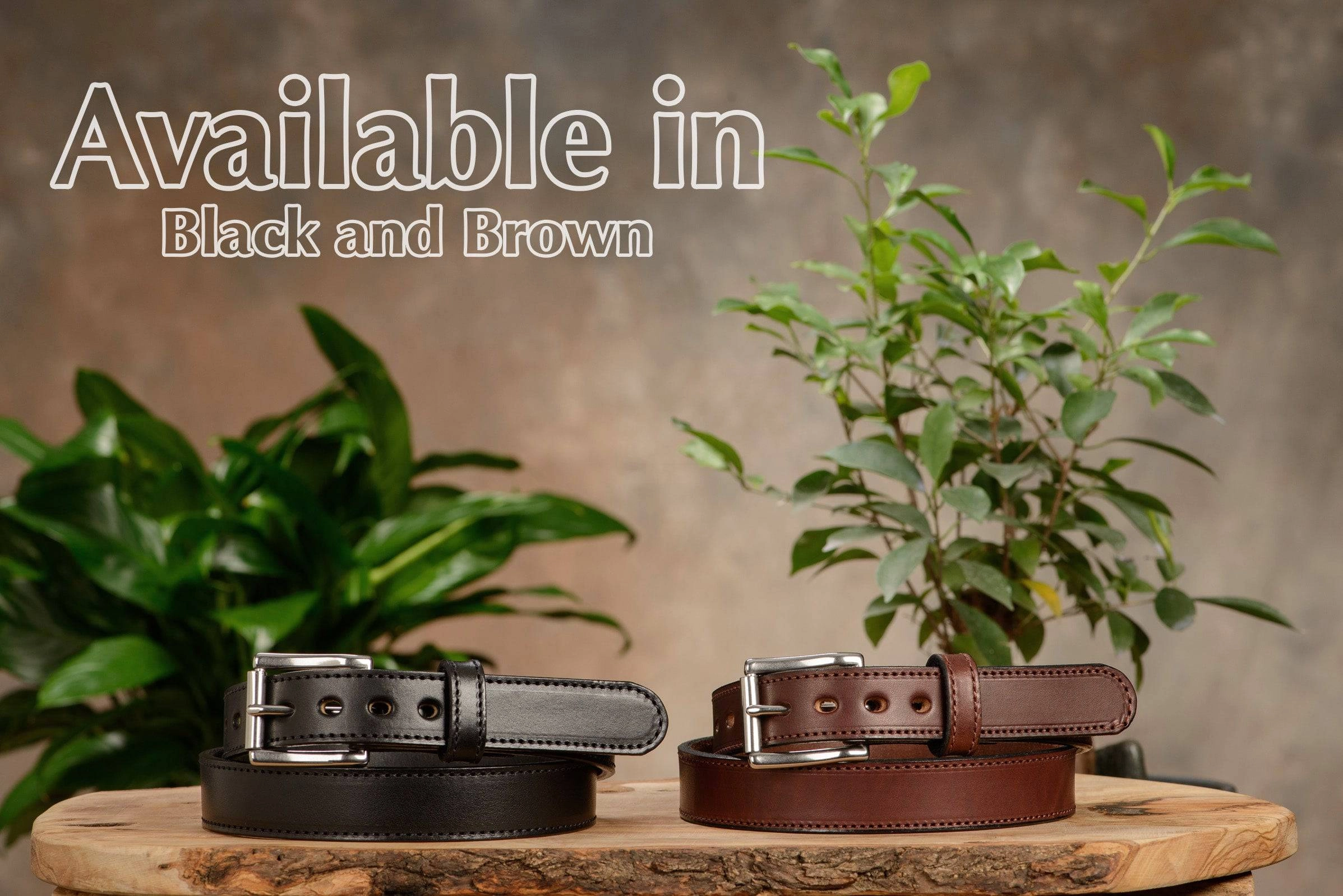 The Eastwood: Men's Brown Stitched Leather Belt Max Thick 1.25"