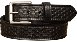 The Maverick: Men's Black Basket Weave Leather Belt 1.50"