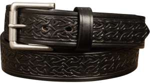 The Maverick: Men's Black Celtic Leather Belt 1.50"