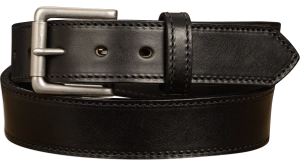 The Maverick: Men's Black Stitched Leather Belt 1.50"
